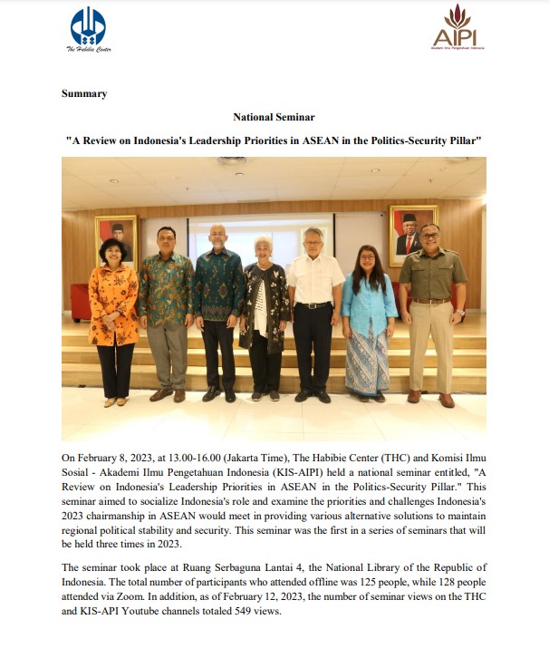 A Review on Indonesia's Leadership Priorities in ASEAN in the Politics-Security Pillar
