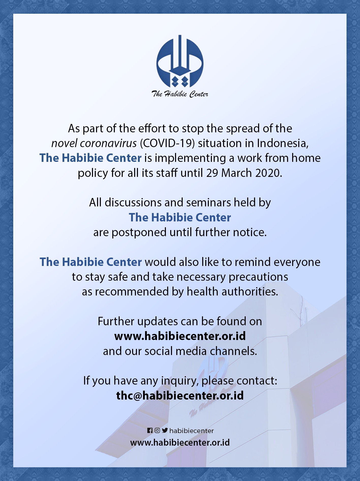 An Important Announcement: Fighting Coronavirus Together